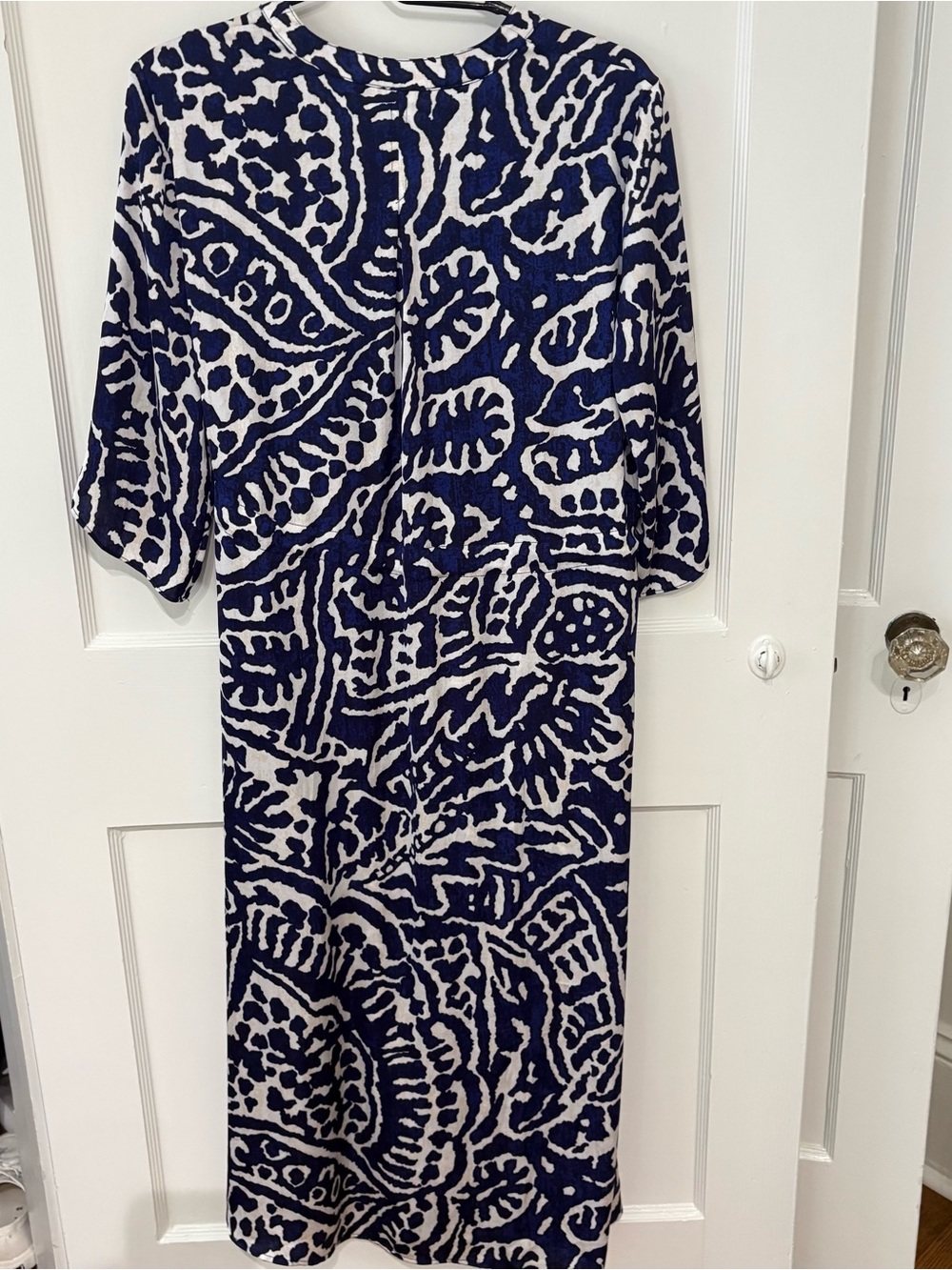 NIC+ZOE Blue and White Printed Midi Shirt Dress - Picture 5 of 8